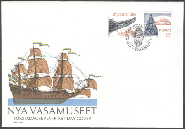 Sverige - FDC 1990-05-15 - Nya Wasamuseet, serie 2 kpl Vinjett 1