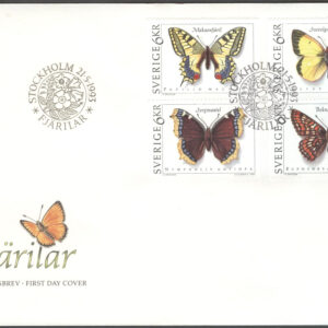 Sverige – FDC 1993-05-21 – Fjärilar, serie 4 kpl Vinjett 1