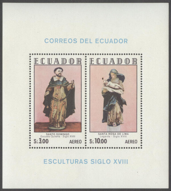 Ecuador - M BL  58 Skulpturer från skolan i Quito, Block **