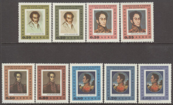 Venezuela - M 1717-1718, 1720-1721, 1723-1727 S Bolívar, serie 9 olika **