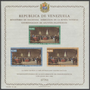 Venezuela – M BL   6 Venezuela fritt i 150 år, Block **