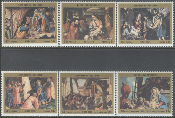 Togo - M  833-838 A Jul 1970 - Konst - Jesu födelse, serie 6 kpl **