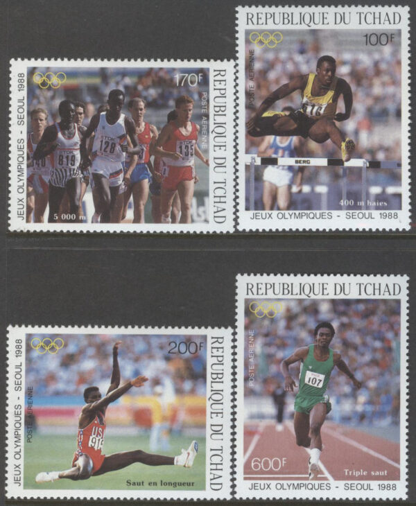 Tchad - M 1166-1169 OS i Seoul 1988 Friidrott, serie 4 kpl **