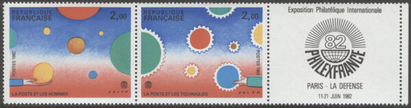 Frankrike - M 2321-2322 + Zf Internat Frim. Utställ PHILEXFRANCE 82, 3-strip**