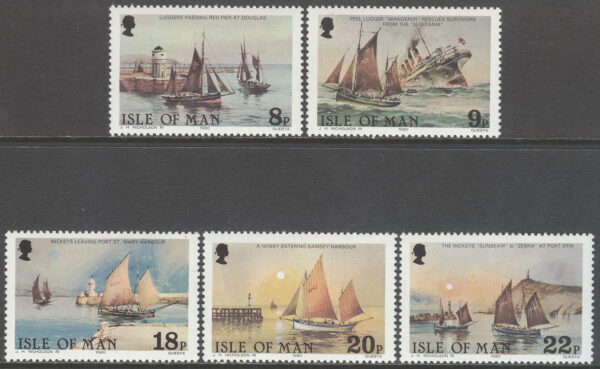 Isle of Man - M  182-186 Missionshus för fiskare 100 år - Båtar, 5 kpl **