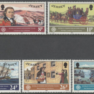 Jersey – M  303-307 Världskomunikationsåret 1983 – Hästar – Båtar, 5 kpl **