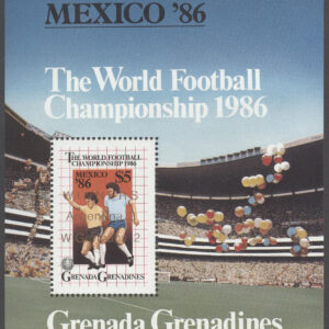 Grenada Grenadines – M BL 113 VM i Fotboll i Mexiko 1986 – Påtryck, Block **