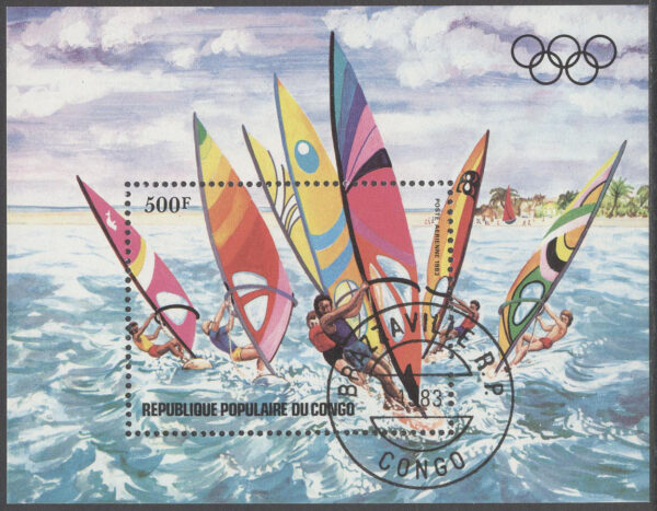 Kongo Brazzaville - M BL  33 Förolymppiska året 1983 Vindsurfing, Block