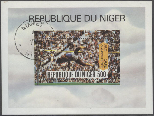 Niger - M BL  27 OS i Moskva 1980 Höjdhopp, Block