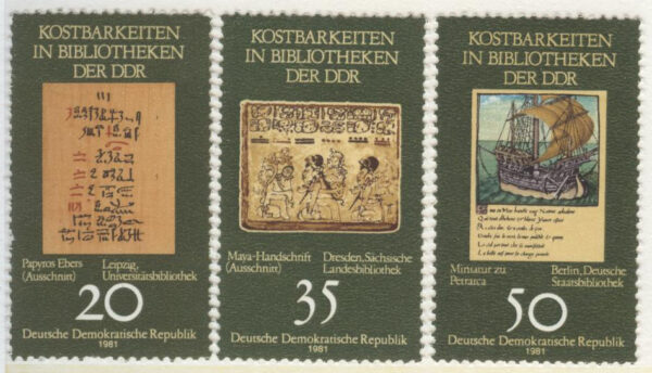 DDR - M 2636-2638 Dyrbarheter på bibliotek i DDR, 3 kpl **