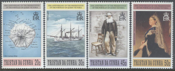 Tristan da Cunha - M  601-604 Fartyg - Karta - Drottning Viktoria, 4 kpl **