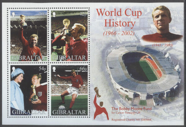Gibraltar - M BL  50 VM i Fotboll i Japan & Sydkorea 2002 - Bobby Moore, Block **