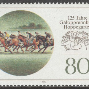 Tyskland – M 1677 Sport – Hästar – Galoppbanan Hoppegarten 125 år, 1 kpl **