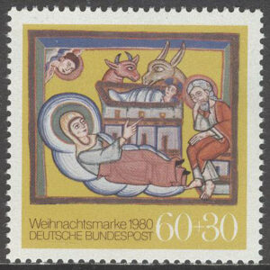 Tyskland – M 1066 Jul 1980 – Konst – Kristi födelse, märke kpl **