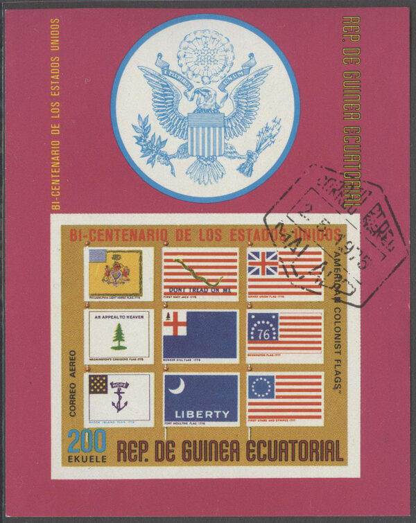 Ekvatorialguinea - M BL 167 Amerika fritt i 200 år - Flaggor, Block
