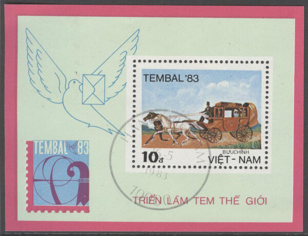Vietnam - M BL  19 Frim. Utställ. TEMBAL 83 - Hästar & Vagn, Block
