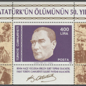 Turkiet – M BL  27 Kemal Atatürk död i 50 år – President, Block **