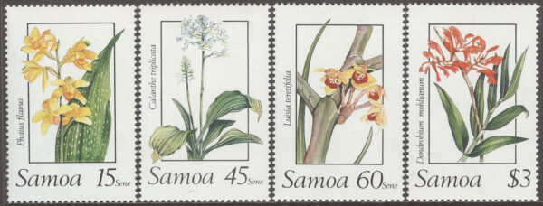 Samoa - M  669-672 Blommor - Orkidéer, 4 kpl **
