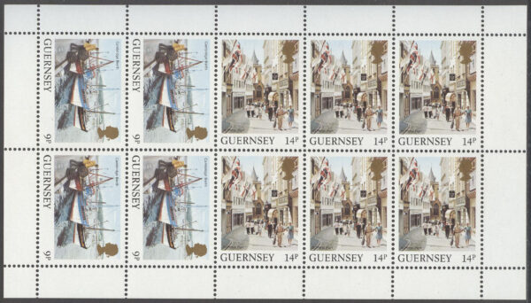 Guernsey - M  290, 293 A Vyer från Guernsey bla Båtar, Häftes Block 10 kpl **