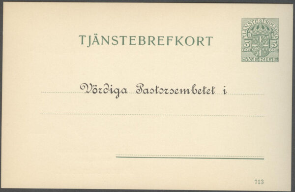 F TjbK  6 - Tjänstebrevkort obeg Datumsiffra 713