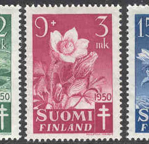 Finland – F  389-391 Antituberkulos 1950 Blommor II, 3 kpl **