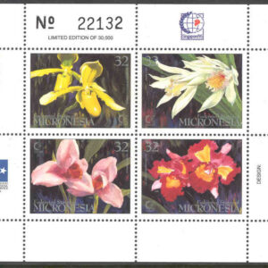 Micronesien – M  431-434 Blommor, orkidéer, 4 kpl i miniark**
