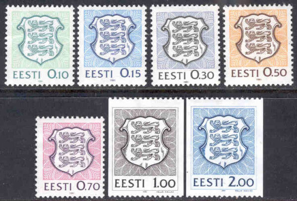 Estland - M  166-170, 172-173 Bruksmärken - Statsvapen, 7 olika **