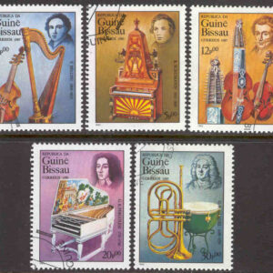 Guinea-Bissau – M  864-865, 867-9 Int. musikåret, instrument och kompositörer, 5 ol.