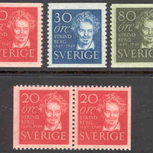 Sverige – F  385-387 August Strindberg, 5 kpl **