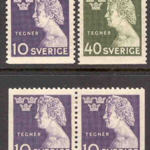 Sverige – F  370-371 Esaias Tegnér 4 kpl **