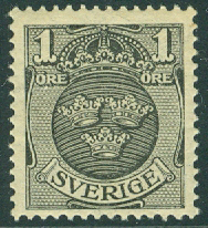 Sverige – F   71cz Lilla Riksvapnet vm våglinjer + KPV, 1 öre **