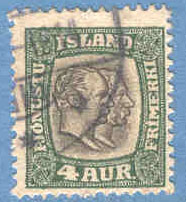 Island – F Tj 34 Två kungar, 4 aur stpl