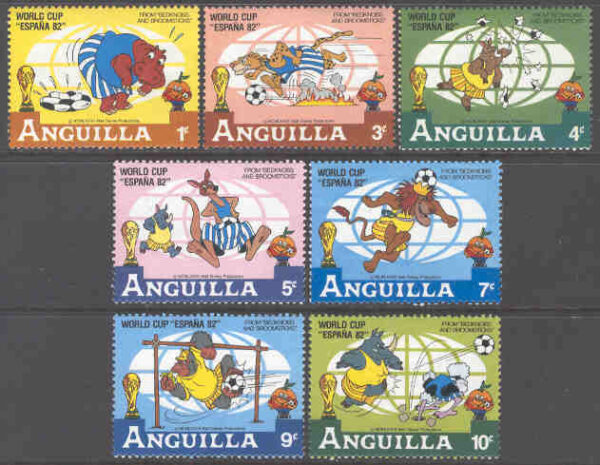 Anguilla - M  501-507 Disneyfigurer i VM i fotboll 1982, 7 ol**