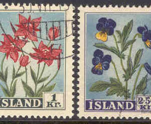 Island – F  357-358 Blommor I, duntrav, styvmorsviol, 2 kpl