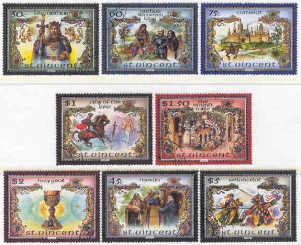St. Vincent - M  987-994 Tecknat - Berättelsen om Kung Arthur, 6 kpl stpl