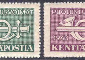 Finland – F F 2-3 Fältpostmärken, posthorn med svärd, 2 kpl*