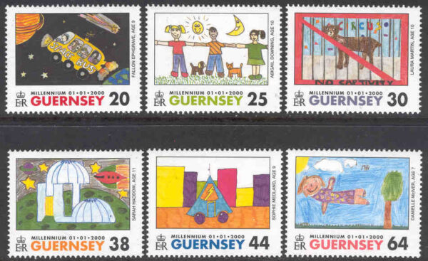 Guernsey - M  839-844 Sekelskifte, Int. Teckningstävling för barn, 4 kpl**