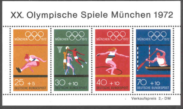 Tyskland - M BL   8 OS i München 1972 Basket & Kanotslalom, Block **