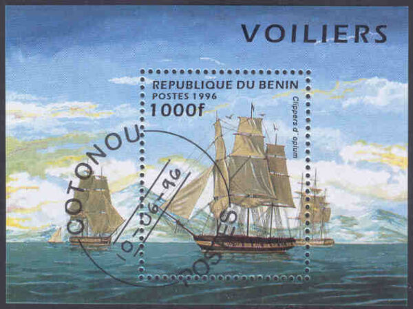Benin - M Bl  18 Båtar, Opiumklipper, stämplat block