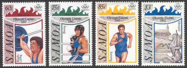 Samoa - M  738-741 OS i Barcelona 1992, bl a tyngdlyftning, 4 kpl**