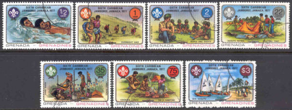 Grenada Grenadines - M  237-243 Karibisk Scoutingträff på Jamaika 1977, 7 kpl stpl