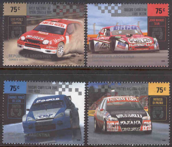 Argentina - M 3046-3049 Sport - Bilsport - Bilar bla Ford Falcon, 4 kpl **