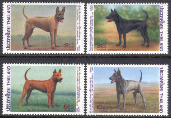 Thailand - M 1574-1577 Int. Brevveckan, Thailändsk hunduppfödning, hundar, 4 kpl**