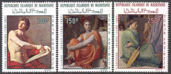 Mauretanien - M  344-346 Konstnären Dominique Ingres död 100 år, 3 kpl**