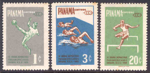 Panama - M  559-561 3:e panamerikanska sportspelen, bl a häcklöpning, svag fläck,  3 ol**
