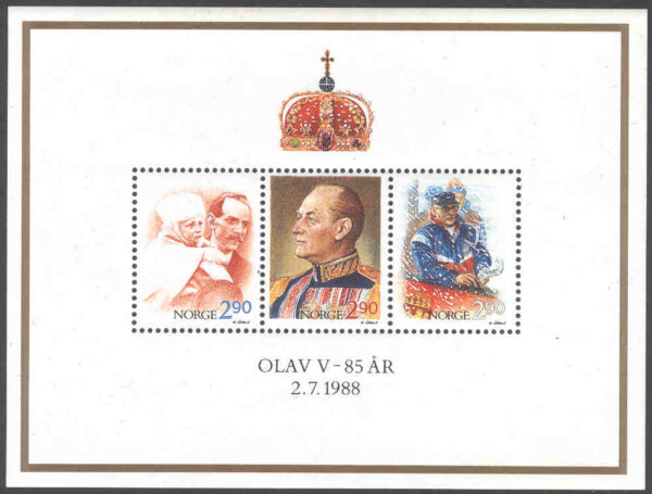 Norge - F BL   9 Olav V 85 år, Block **