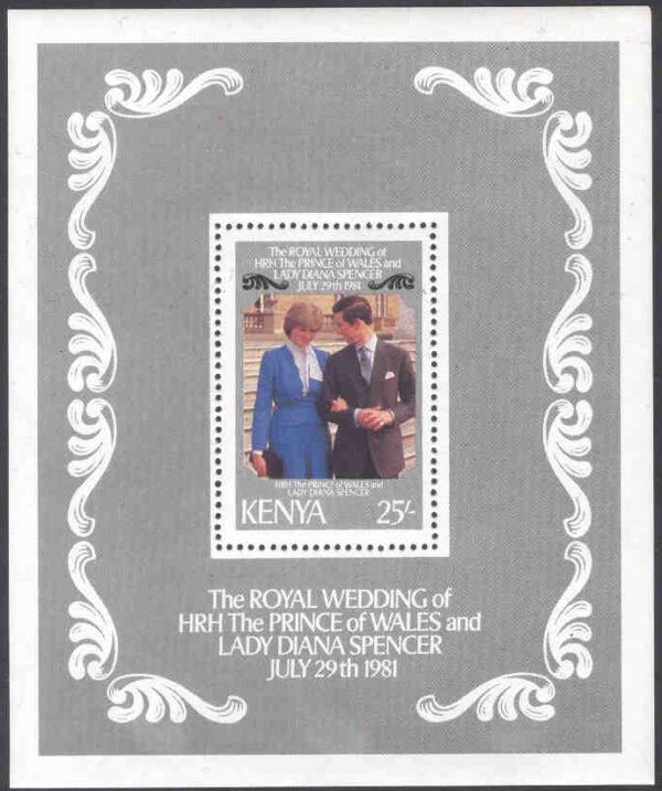Kenya - M BL  16 Bröllop mellan Prins Charles och Lady Diana Spencer, block**