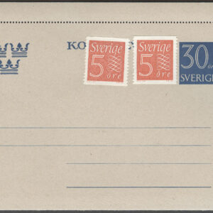 F kB 40 – Kortbrev obeg Tilläggsfrankering 2 x 5 öre