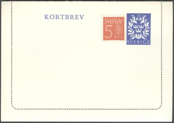 F kB 45 B - Kortbrev obeg Tilläggsfrankering 5 öre