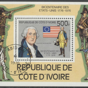 Elfenbenskusten – M BL   6 Amerika fritt 200 år – G Washington – Flagga, Block